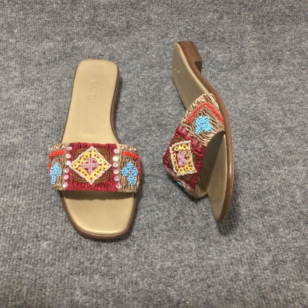 Vaneli Beaded Sequins Shoe Size 10 Slide Sandals Women Boho